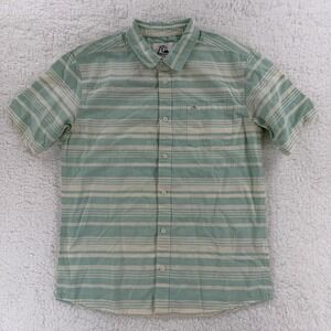 Quiksilver Shirt Youth XL/16 Striped Short Sleeve Button Down Cali Sunshine NWT